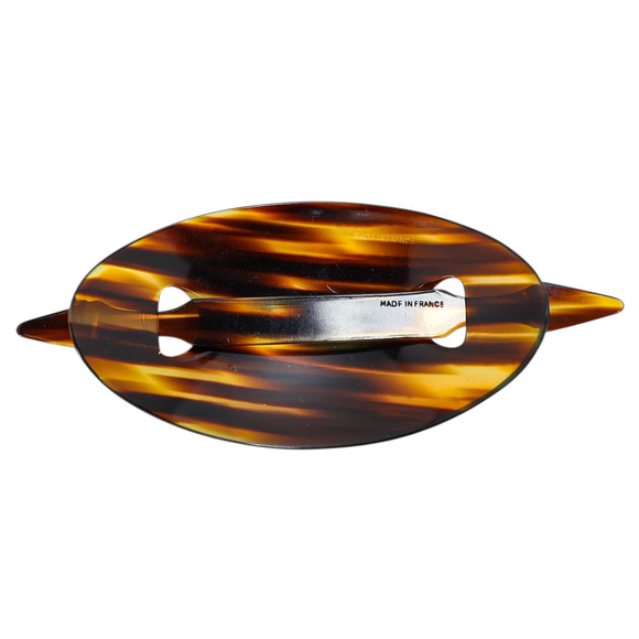 Vintage Made in France Tortoise Slide Barrette W Stick French Hair Clip - Picture 3 of 5